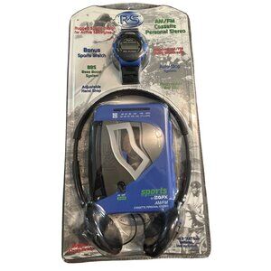 RS AM/FM Cassette Personal Stereo With Bonus Sports Watch & Adjustable Hand Stra